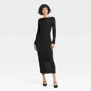 A New Day Sheer Maxi Sweater Dress Black Size Large – New With Tags